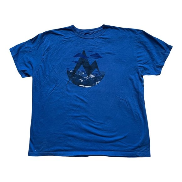 Marmot Men T-Shirt XXL Blue Mountain Logo Graphic Print Short Sleeve Crew Neck - Picture 1 of 7
